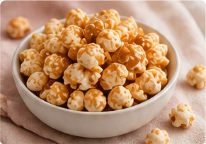 Bowl of caramel artisan popcorn