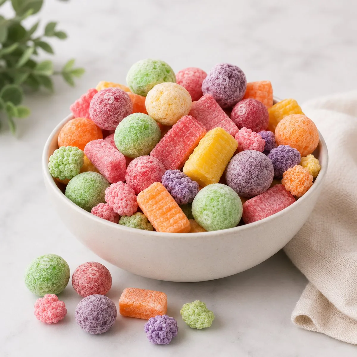 Colorful freeze-dried candy
